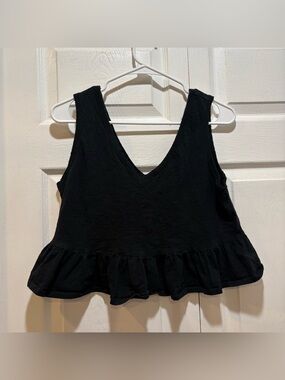 Target 100% Cotton Black Peplum Cropped Tank Top - Size Small